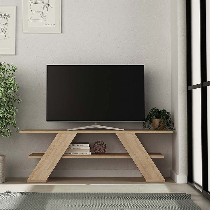Έπιπλο τηλεόρασης Farfalla Megapap χρώμα φυσικό οξιάς 120x33,5x40εκ.