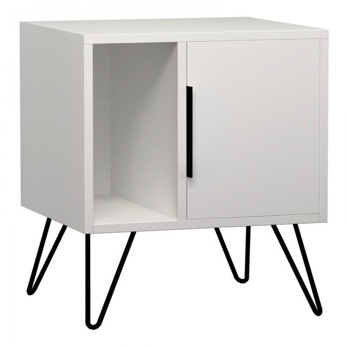 Κομοδίνο Glynn Megapap χρώμα λευκό 50,2x44,6x60εκ.