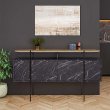 Μπουφές Hanley Megapap χρώμα μαύρο εφέ μαρμάρου 150x38x86,2εκ.