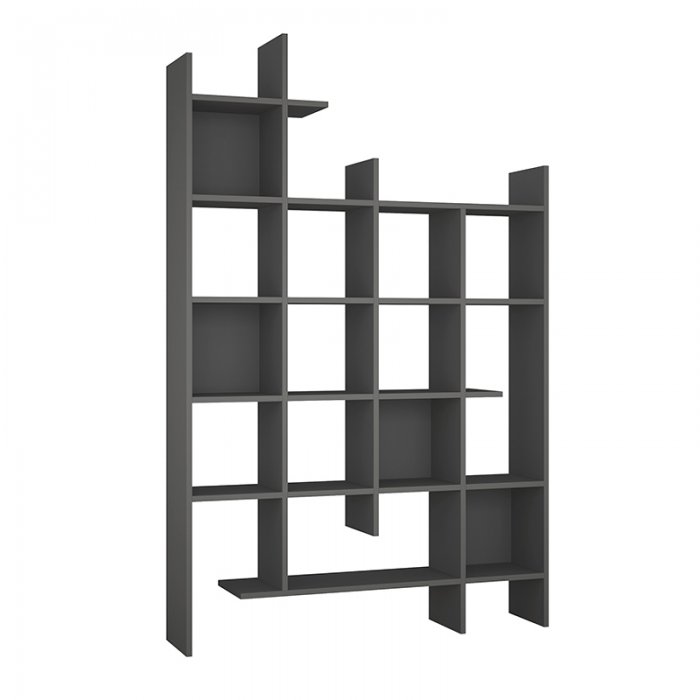 Βιβλιοθήκη Manco Megapap χρώμα ανθρακί 122x25,5x188εκ.