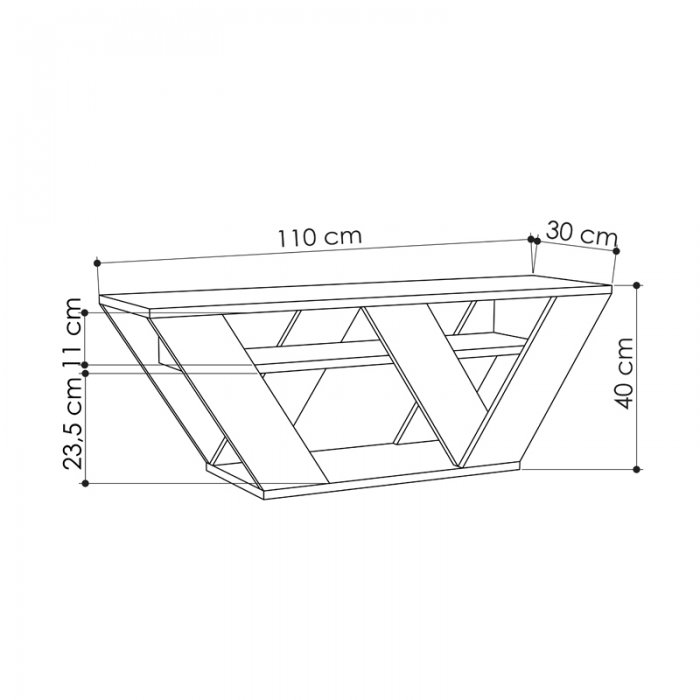 Έπιπλο τηλεόρασης Pipralla Megapap χρώμα φυσικό οξιάς 110x30x40εκ.