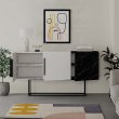 Μπουφές Tontini Megapap χρώμα λευκό - μαύρο εφέ μαρμάρου 150x42x79,5εκ.