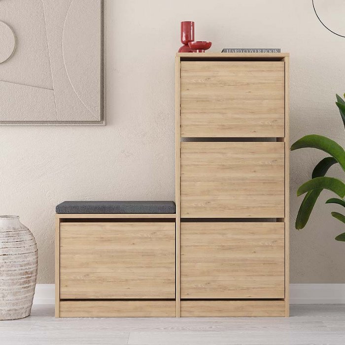 Παπουτσοθήκη Dude Megapap χρώμα φυσικό οξιάς 104,8x26x118,5εκ.