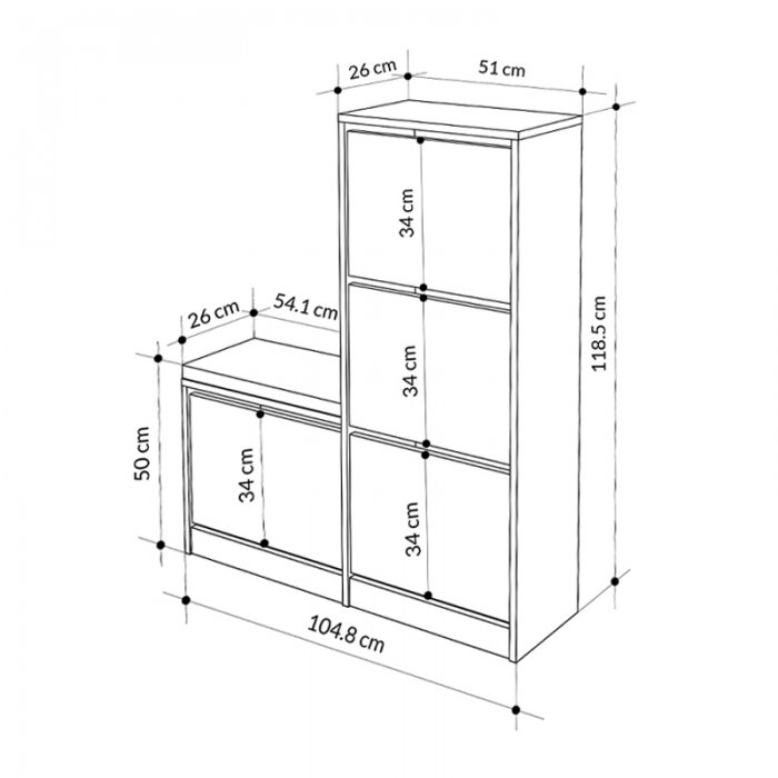 Παπουτσοθήκη Dude Megapap χρώμα φυσικό οξιάς 104,8x26x118,5εκ.