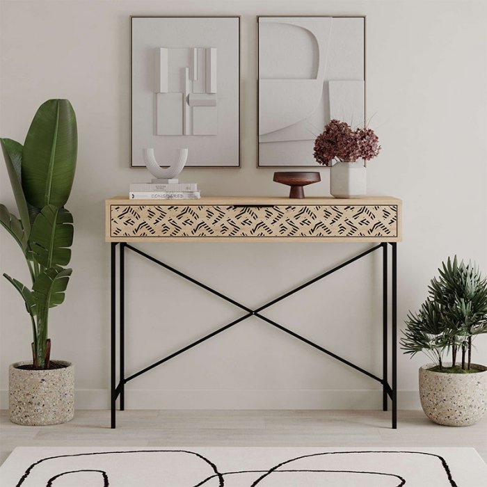 Κονσόλα Heaton Megapap μεταλλική - μελαμίνης χρώμα sapphire oak 110x35,6x90εκ. Κονσόλα Heaton Megapap μεταλλική - μελαμίνης χρώμα sapphire oak 110x35,6x90εκ.