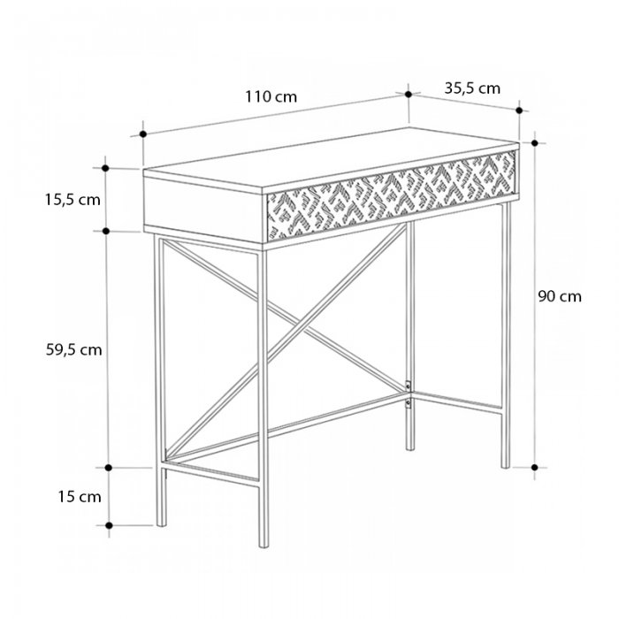 Κονσόλα Heaton Megapap μεταλλική - μελαμίνης χρώμα sapphire oak 110x35,6x90εκ. Κονσόλα Heaton Megapap μεταλλική - μελαμίνης χρώμα sapphire oak 110x35,6x90εκ.