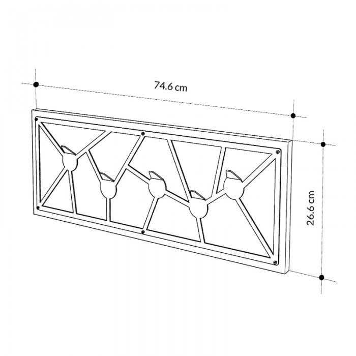 Κρεμάστρα τοίχου Trace Megapap χρώμα sapphire oak 74,6x1,8x26,6εκ.