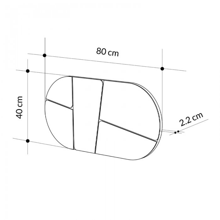 Καθρέπτης τοίχου Otis Megapap χρώμα μαύρο 80x2,2x40εκ.