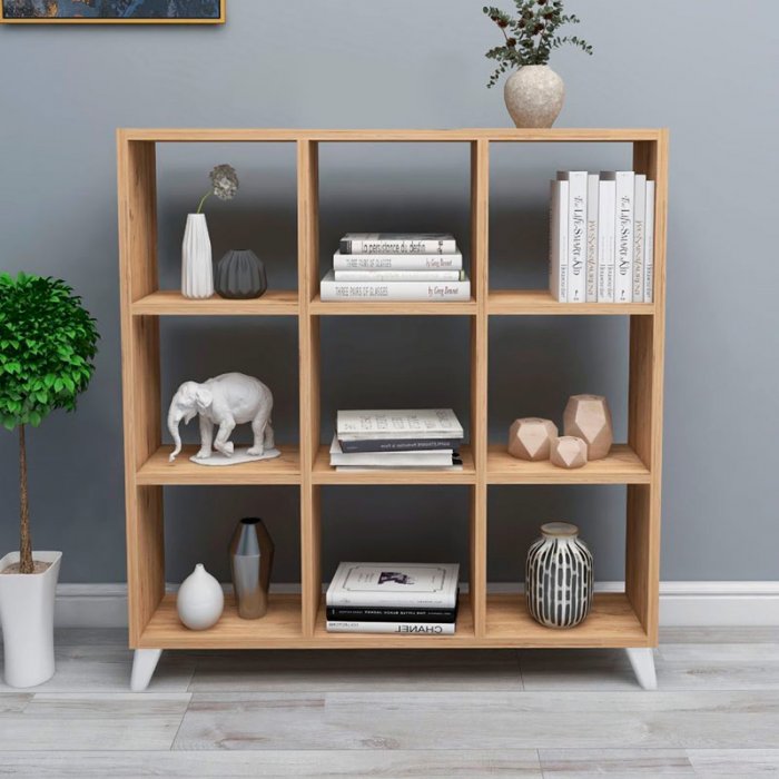 Βιβλιοθήκη Saul Megapap χρώμα pine oak 88,2x20x88,2εκ.