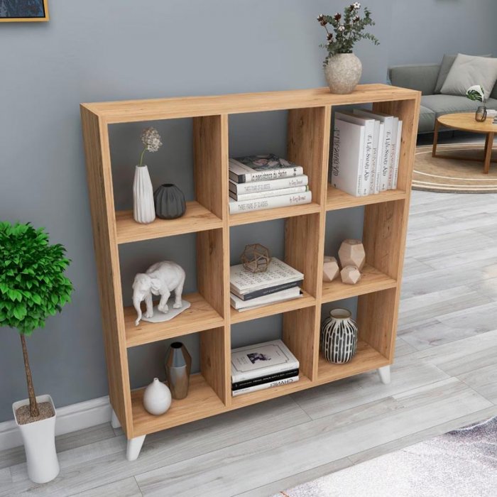 Βιβλιοθήκη Saul Megapap χρώμα pine oak 88,2x20x88,2εκ.