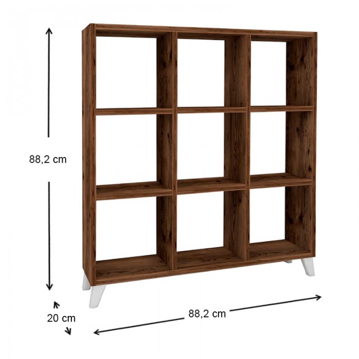 Βιβλιοθήκη Saul Megapap χρώμα καπνιστή καρυδιά 88,2x20x88,2εκ.