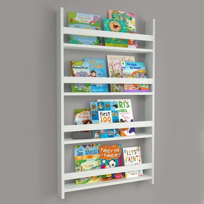 Επιτοίχια βιβλιοθήκη - ραφιέρα Montessori Megapap χρώμα λευκό 74x10x120εκ.