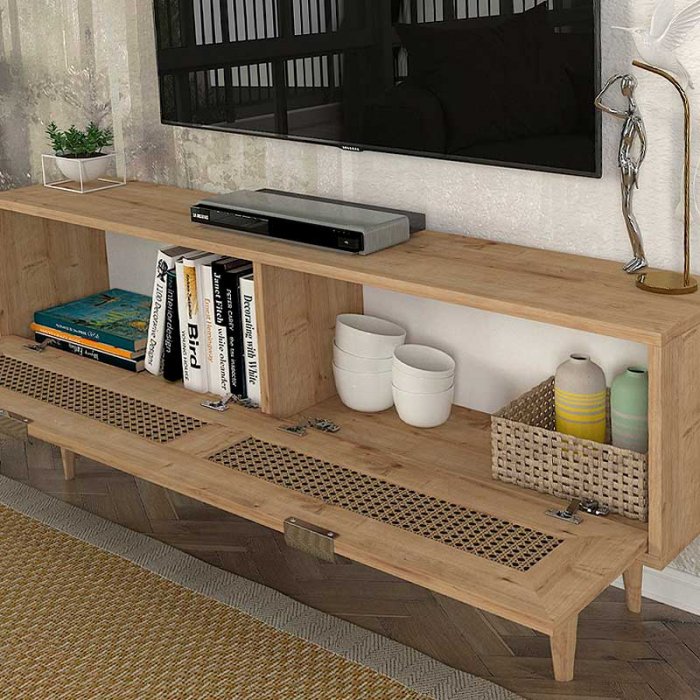 Έπιπλο τηλεόρασης Sirona Megapap χρώμα sapphire oak 140x30x55εκ.