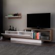 Έπιπλο τηλεόρασης Novara Megapap χρώμα λευκό - καρυδί 180x29,6x45εκ.