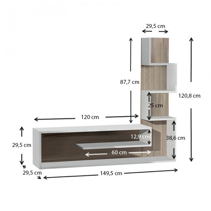 Έπιπλο τηλεόρασης Meteni Megapap χρώμα λευκό - cordoba 149,5x29,5x120εκ.