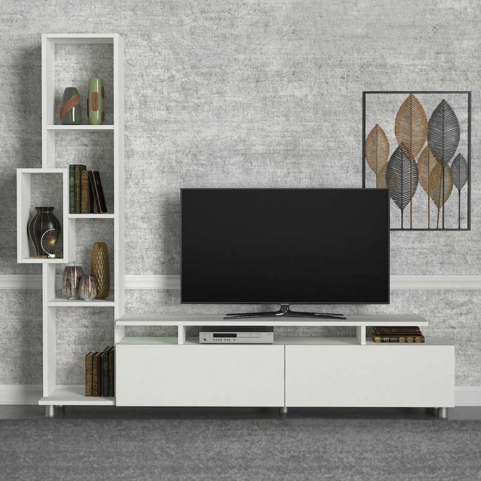 Σύνθεση τηλεόρασης Tulip Megapap χρώμα λευκό 160x29,5x160εκ.