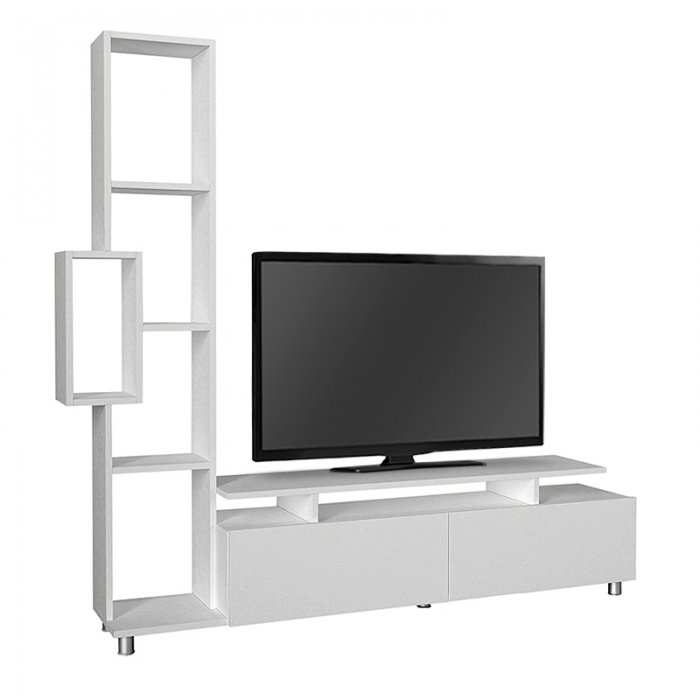 Σύνθεση τηλεόρασης Tulip Megapap χρώμα λευκό 160x29,5x160εκ.