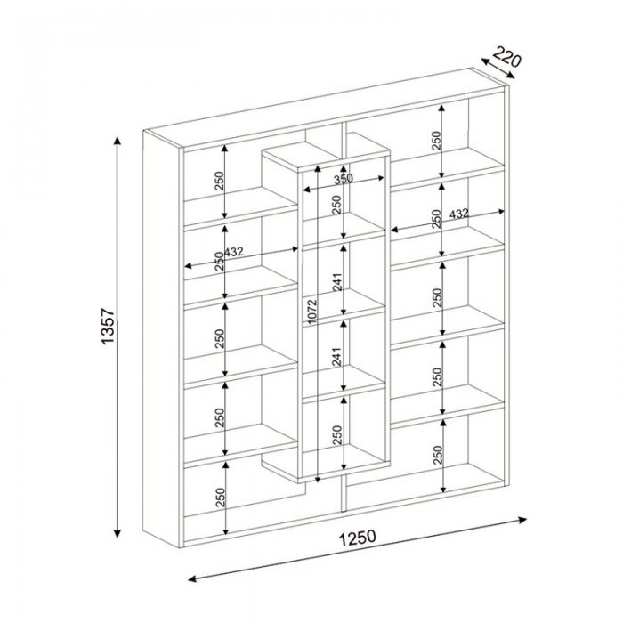 Βιβλιοθήκη Ample Megapap χρώμα μαύρο - λευκό 125x22x135,7εκ.
