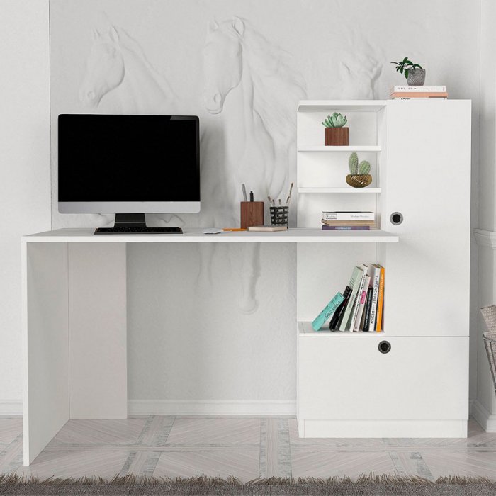 Γραφείο εργασίας Merino Megapap χρώμα λευκό 149,5x61,8x120εκ.