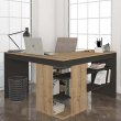 Γραφείο εργασίας Stylo Megapap χρώμα sapphire oak -  ανθρακί 120x120x73,8εκ.