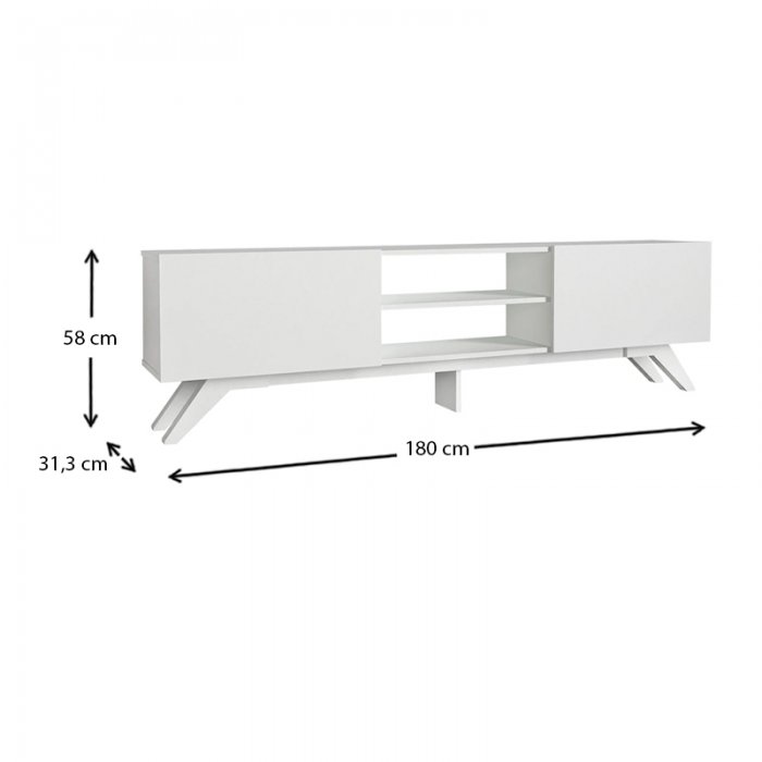 Έπιπλο τηλεόρασης Jarvis Megapap χρώμα λευκό 180x31,3x58εκ.