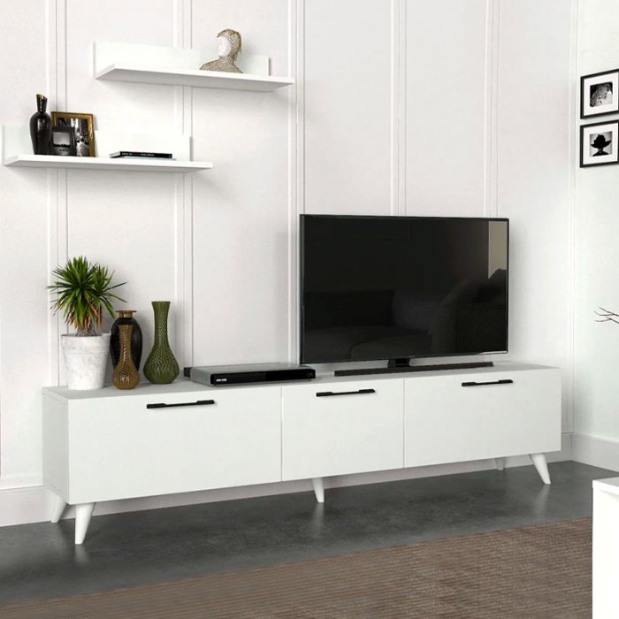Έπιπλο τηλεόρασης Mareta Megapap χρώμα λευκό 180x31,3x42εκ.