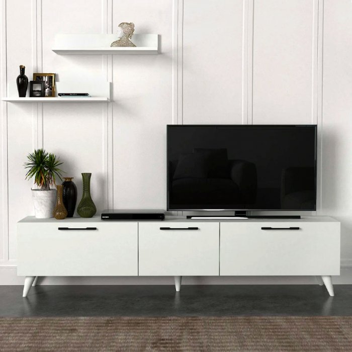Έπιπλο τηλεόρασης Mareta Megapap χρώμα λευκό 180x31,3x42εκ.