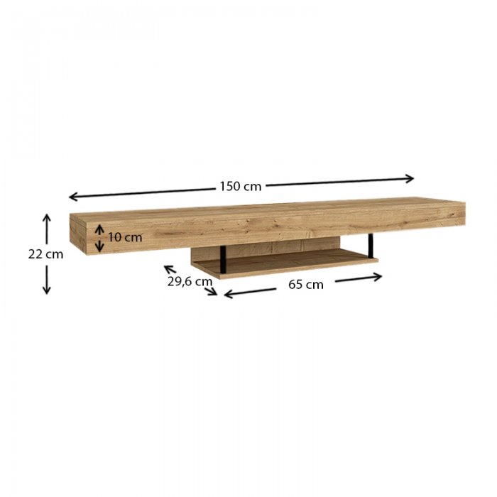 Έπιπλο τηλεόρασης επιτοίχιο Albares Megapap με LED χρώμα sapphire oak 150x29,6x22εκ.
