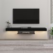 Έπιπλο τηλεόρασης επιτοίχιο Albares Megapap με LED χρώμα μαύρο 150x29,6x22εκ.