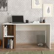 Γραφείο εργασίας Coral Megapap χρώμα λευκό - καρυδί 140x60x75εκ.