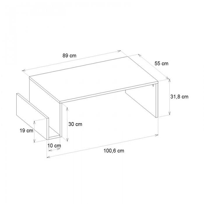 Τραπεζάκι σαλονιού Regnar Megapap χρώμα rebab 100,6x55x31,8εκ.