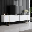 Έπιπλο τηλεόρασης Luxe Megapap χρώμα λευκό - χρυσό 180x30x50εκ.