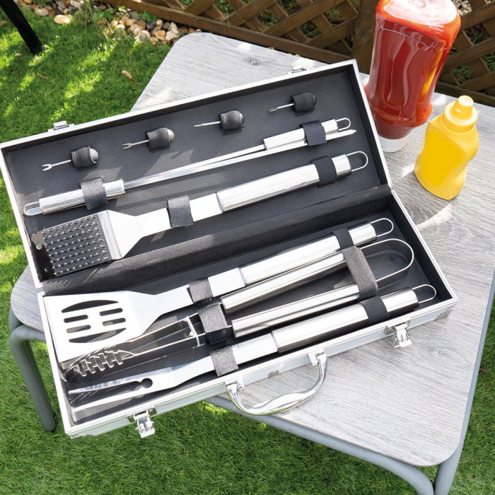 The Source BBQ Tool Set - Ανοξείδωτο σετ εργαλείων Barbeque (12 τεμάχια)