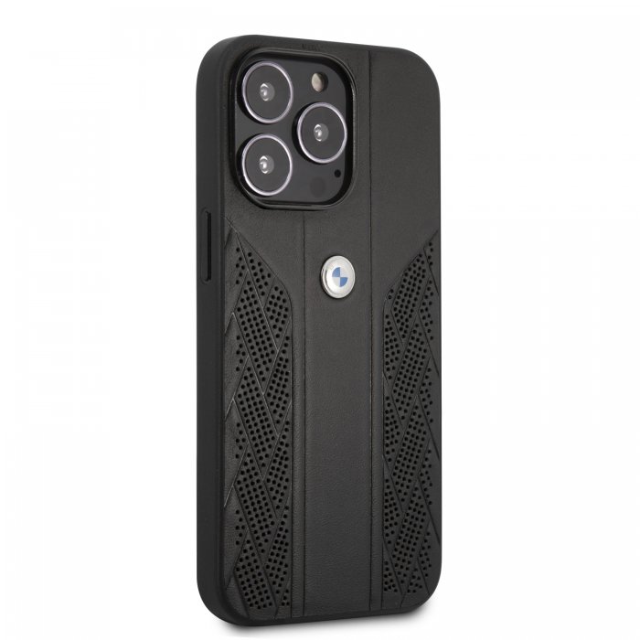 BMW Leather Black Curve Perforated Design Back Cover Θήκη προστασίας από δερματίνη – iPhone 13 Pro (Μαύρο)