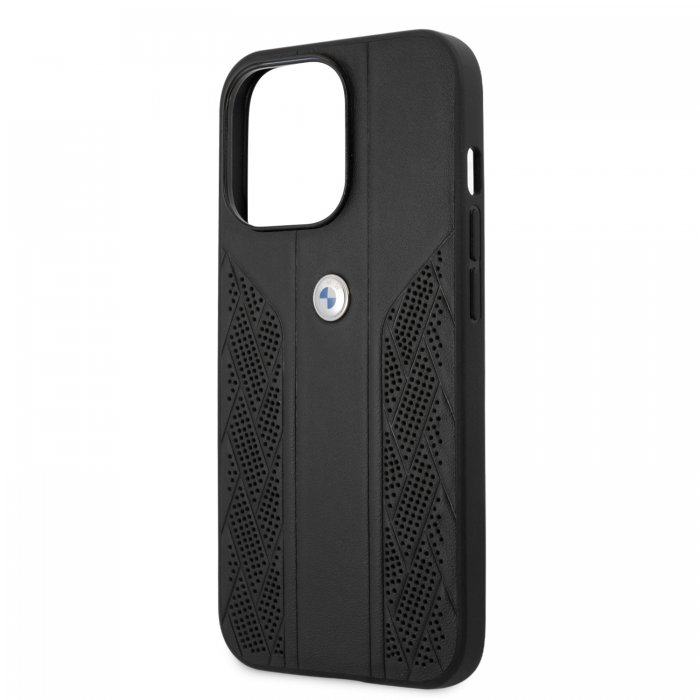 BMW Leather Black Curve Perforated Design Back Cover Θήκη προστασίας από δερματίνη – iPhone 13 Pro (Μαύρο)