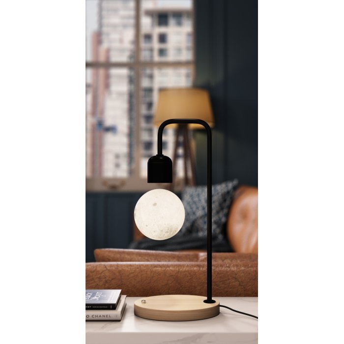 Designnest® Levitating Lamp |Moon| Μαγνητικό αιωρούμενο επιτραπέζιο φωτιστικό (μαύρο)