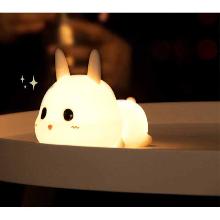 Designnest® Meng Rabbit Night Lamp Κουνελάκι Φωτιστικό νυκτός από μαλακή σιλικόνη με χρονοδιακόπτη