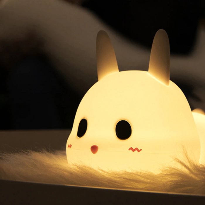 Designnest® Meng Rabbit Night Lamp Κουνελάκι Φωτιστικό νυκτός από μαλακή σιλικόνη με χρονοδιακόπτη