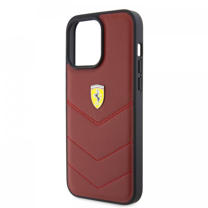 Ferrari Leather Stitched Lines – Θήκη προστασίας για iPhone 15 Pro Max (Red – FEHCP15XRDUR)