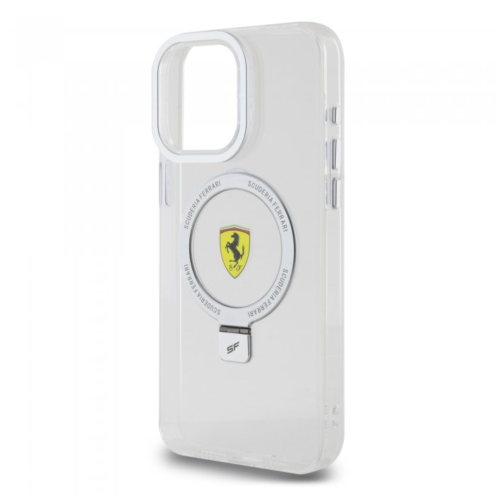 Ferrari Magsafe Ringstand Case – Θήκη προστασίας από σκληρό πλαστικό για iPhone 15 Pro Max (Silver – FEHMP15XUSCAS)