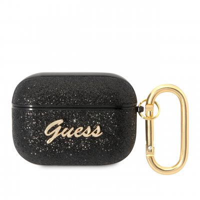 Guess Glitter Flakes Case Θήκη προστασίας από σιλικόνη για Apple Airpods Pro (Glitter Black)