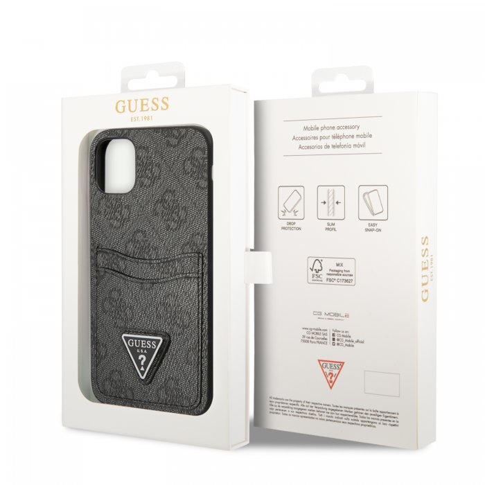 Guess “Triangle Logo Collection” Θήκη προστασίας με υποδοχή για πιστωτικές κάρτες – iPhone 11 Pro Max (Μαύρο)