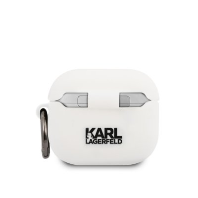 Karl Lagerfeld Embossed Logo Karl's Head Collection Θήκη προστασίας από σιλικόνη για Apple Airpods 3 (Λευκό - KLACA3SILKHWH)