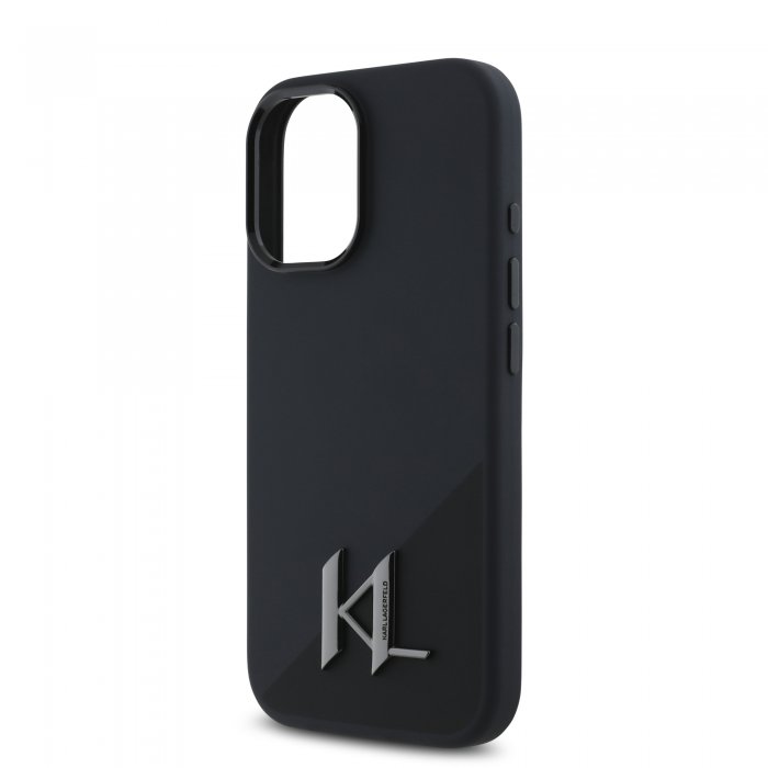 Karl Lagerfeld MagSafe Initial Metal Logo Silicone Case Θήκη προστασίας από σιλικόνη  – iPhone 16 (Μαύρο – KLHMP16SSCMKMPCK)