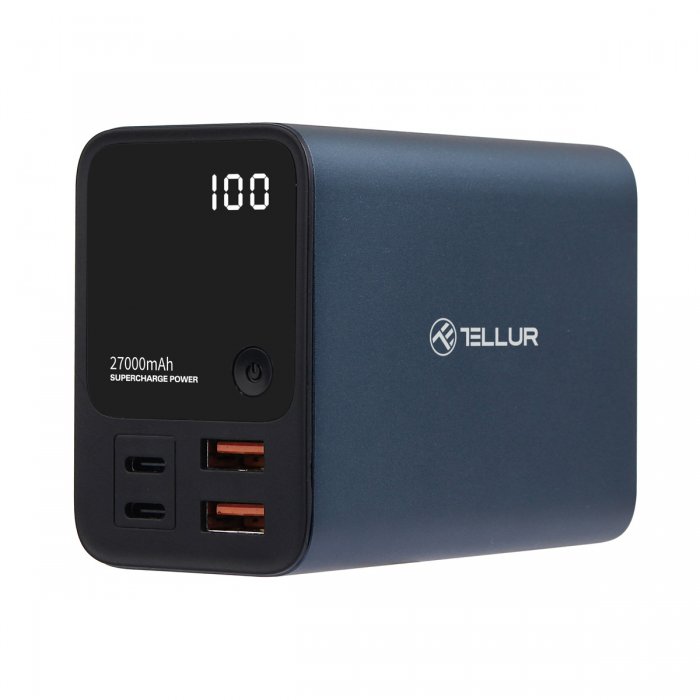 Tellur Ultra Pro Powerbank PD903 27.000mAh σε μπλε χρώμα με 2xUSB-A & 2xUSB-C θύρες φόρτισης (TLL158391)