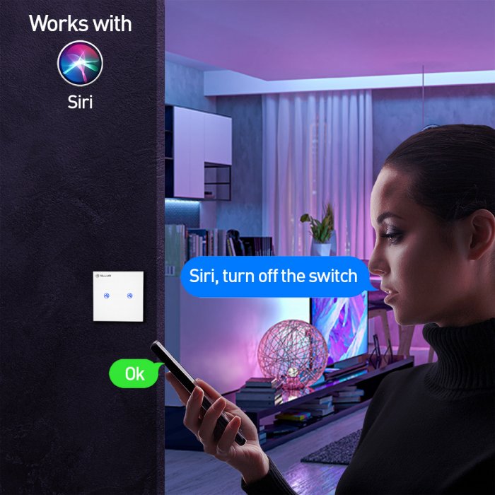 Tellur WiFi Switch 2 Ports 1800W Έξυπνος διακόπτης WiFi 2 θυρών σε λευκό (TLL331491)