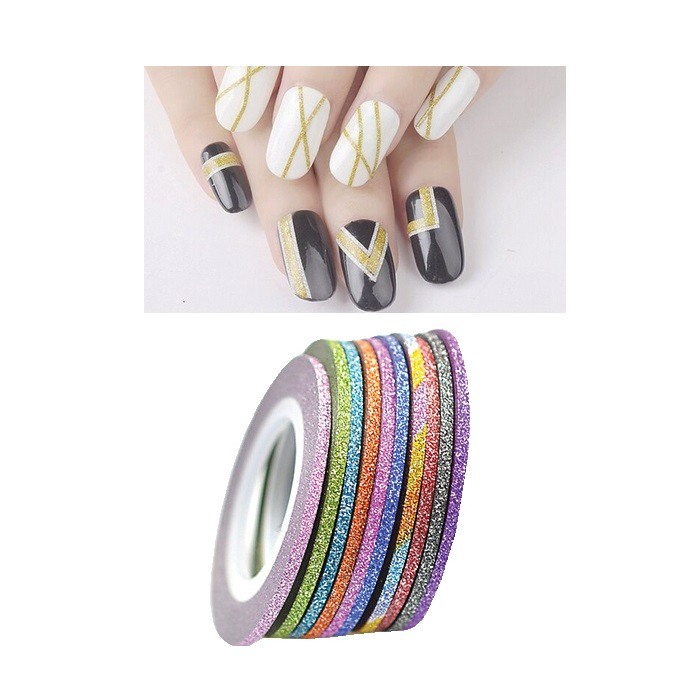 Nail Art Stripe with Glitter Silver 2mm