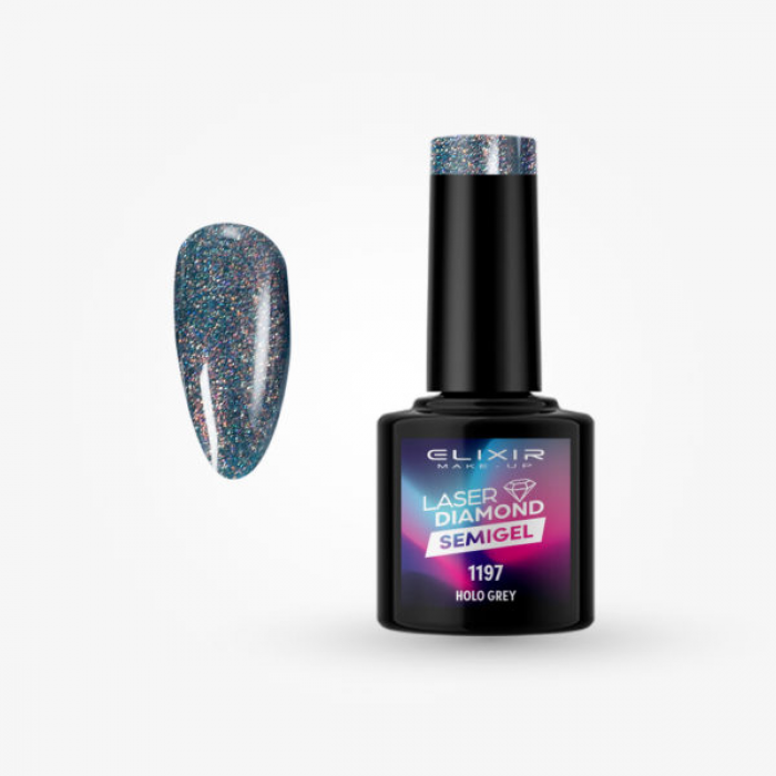 Elixir Make Up Semigel Laser Diamond 1197 Holo Grey 8ml