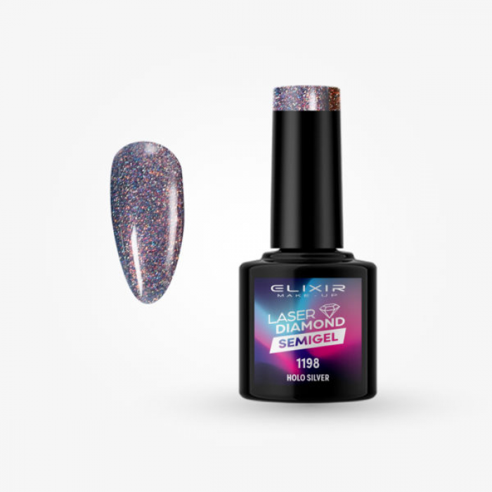 Elixir Make Up Semigel Laser Diamond 1198 Holo Silver 8ml