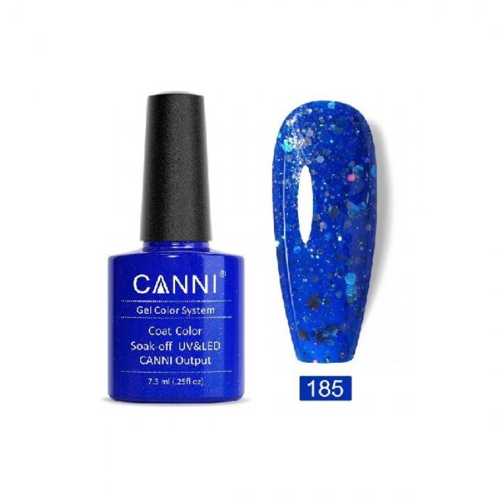 Canni Gel Color System 185  Blue Glitter  7.3ml